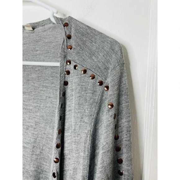 Soft Surroundings Waterfall Cardigan PL Studded Jersey Knit Stretch Viscose Gray - Picture 3 of 10
